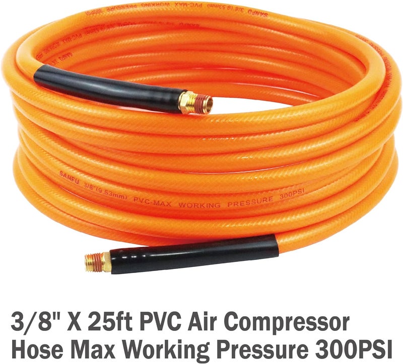 Melprisu طقم أدوات الهواء 17 قطعة 3/8" × 25 قدم خرطوم ضاغط هواء PVC طقم ملحقات ضاغط الهواء - Image 2